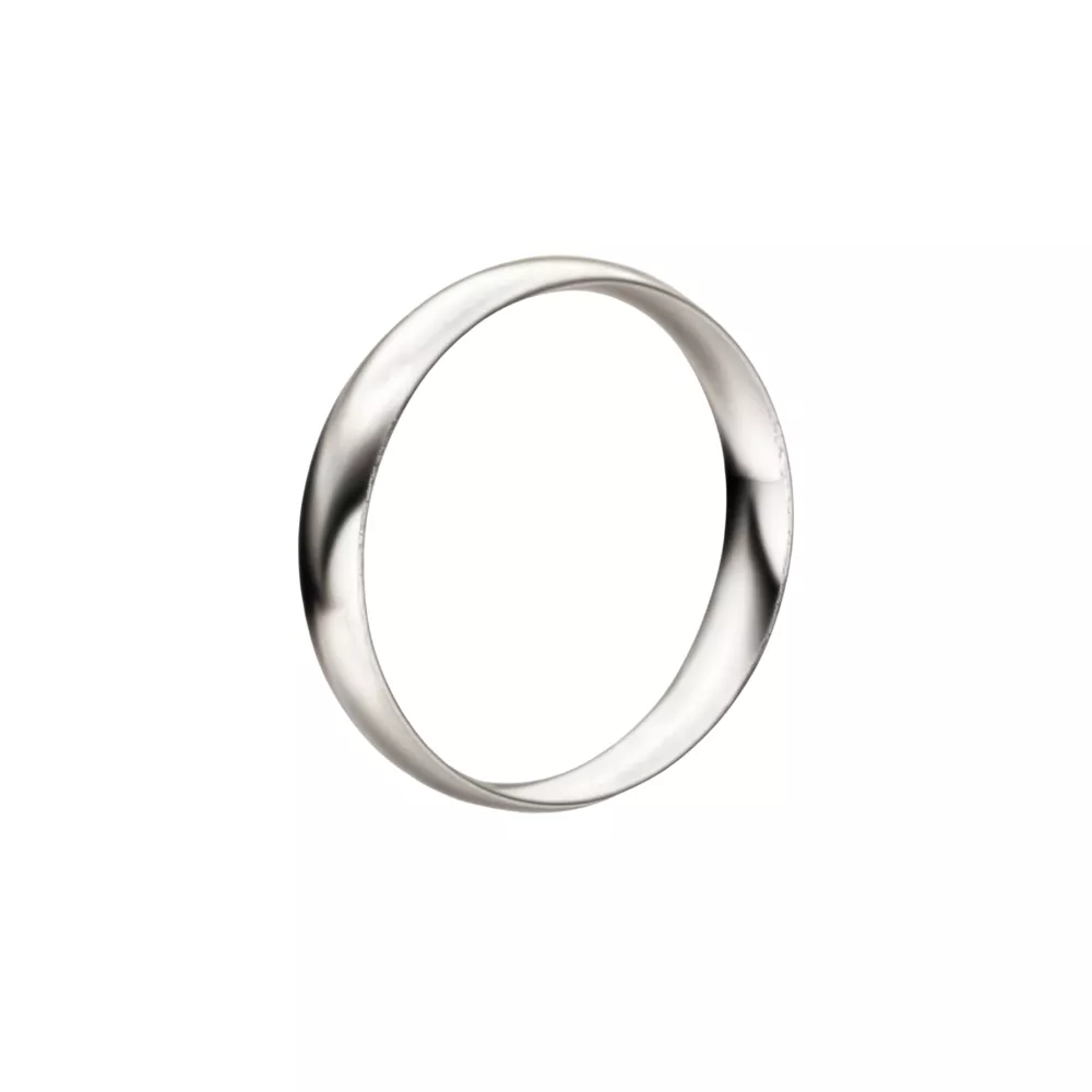 Una alianza media caña en oro blanco pulido. Espesor: 4 mm. Peso: 3 gr.