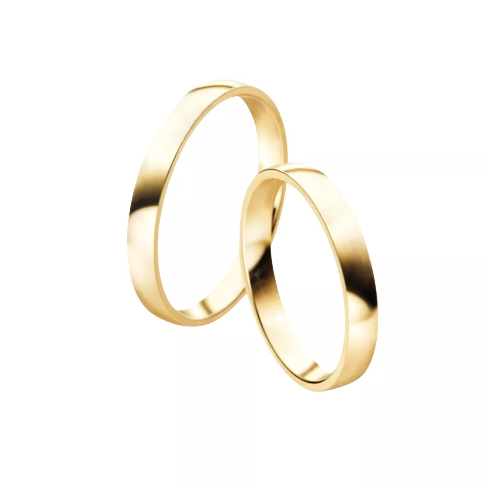 Alianzas Cinta en oro amarillo pulido. Espesor: 3 mm. Peso: 5 gr.