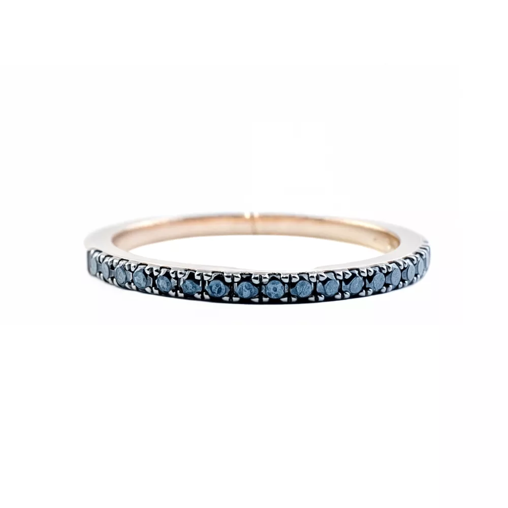 Anillo medio sinfin en oro rosa con diamantes Fancy Black talla brillante.