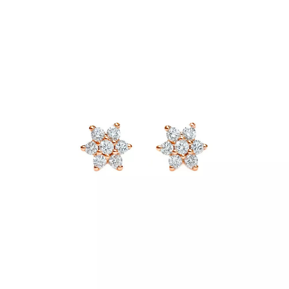 Aros en oro rosa con diamantes talla brillante