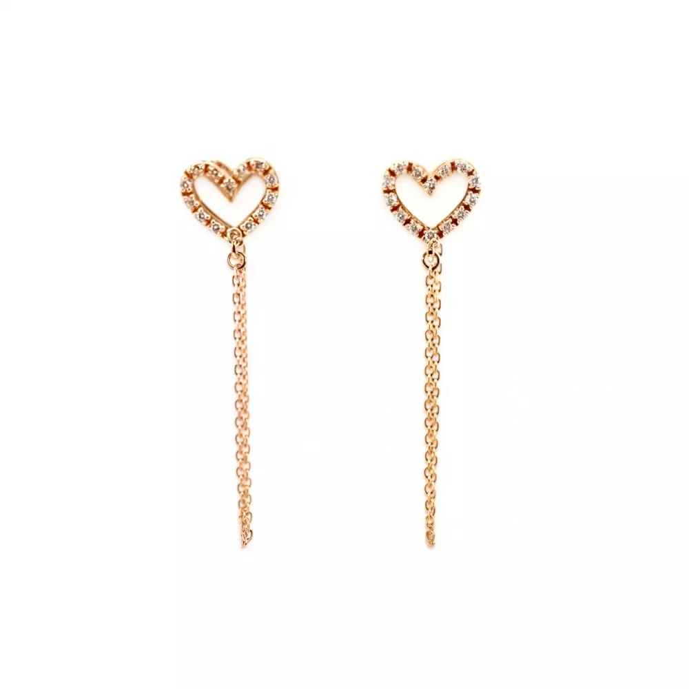 Aros en oro rosa con diamantes talla brillante