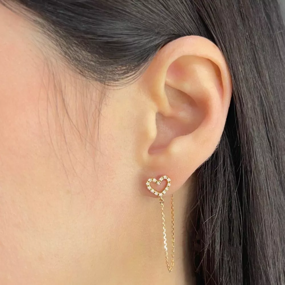 Earrings in rose gold set with brilliant-cut diamonds