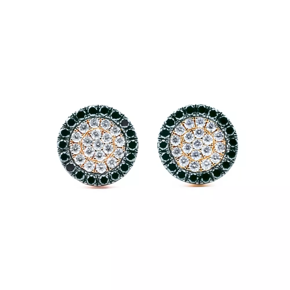 Aros en oro rosa con diamantes Fancy Black talla brillante y diamantes incoloros talla brillante.