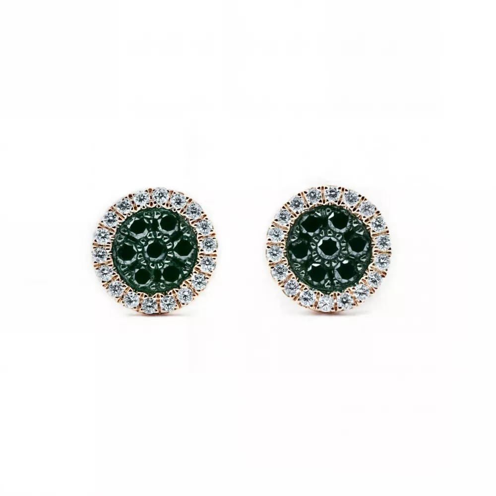 Aros en oro rosa con diamantes Fancy Black talla brillante y diamantes talla brillante.