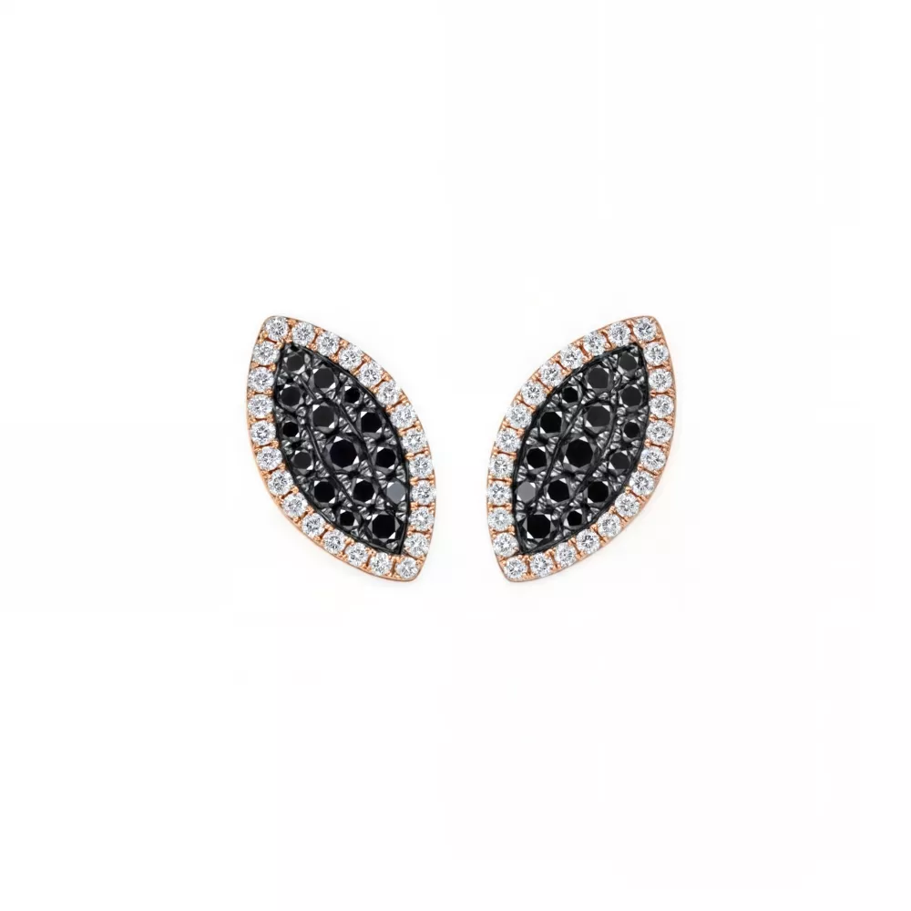 Aros en oro rosa con diamantes Fancy Black talla brillante y diamantes talla brillante