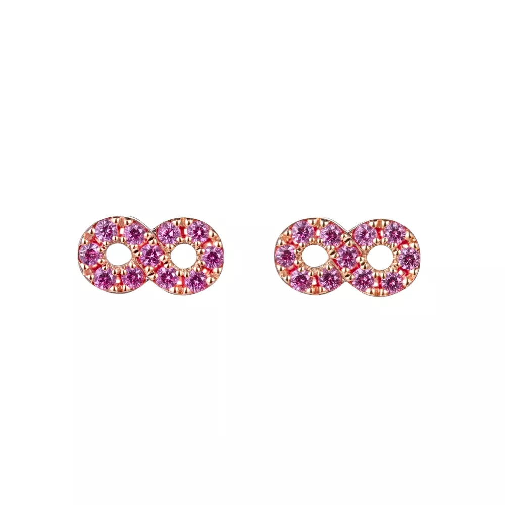 Aros en oro rosa con zafiros rosa talla brillante.