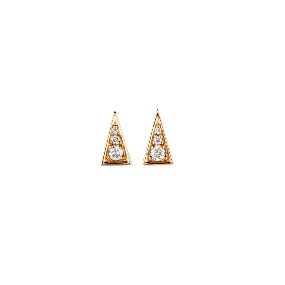 Aros en oro rosa con diamantes talla brillante. 