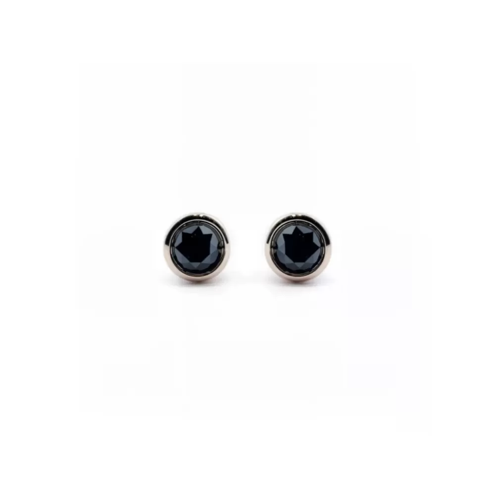 Aros en oro rosa con diamantes Fancy Black talla brillante (0.484 ct total)