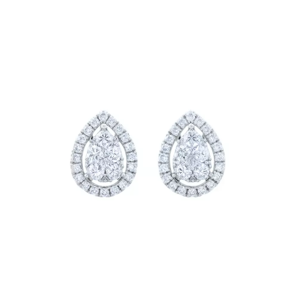 Aros 2 en 1 en oro blanco con diamantes talla brillante.
