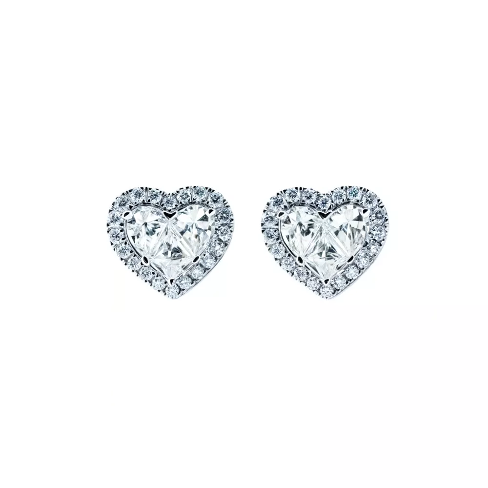 Aros en oro blanco con diamantes talla especial y talla brillante