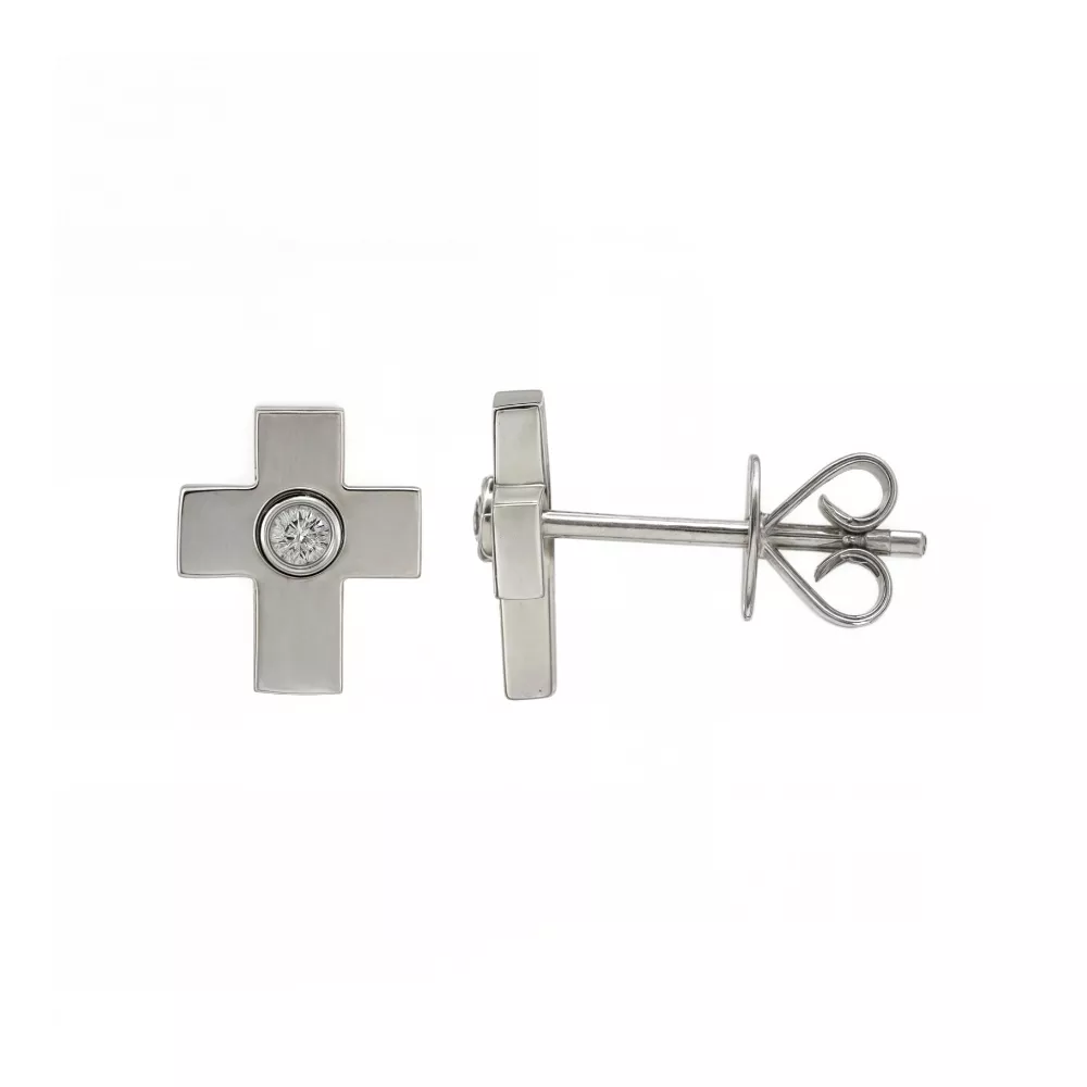 Aros 2 en 1 en oro blanco con diamante talla brillante.