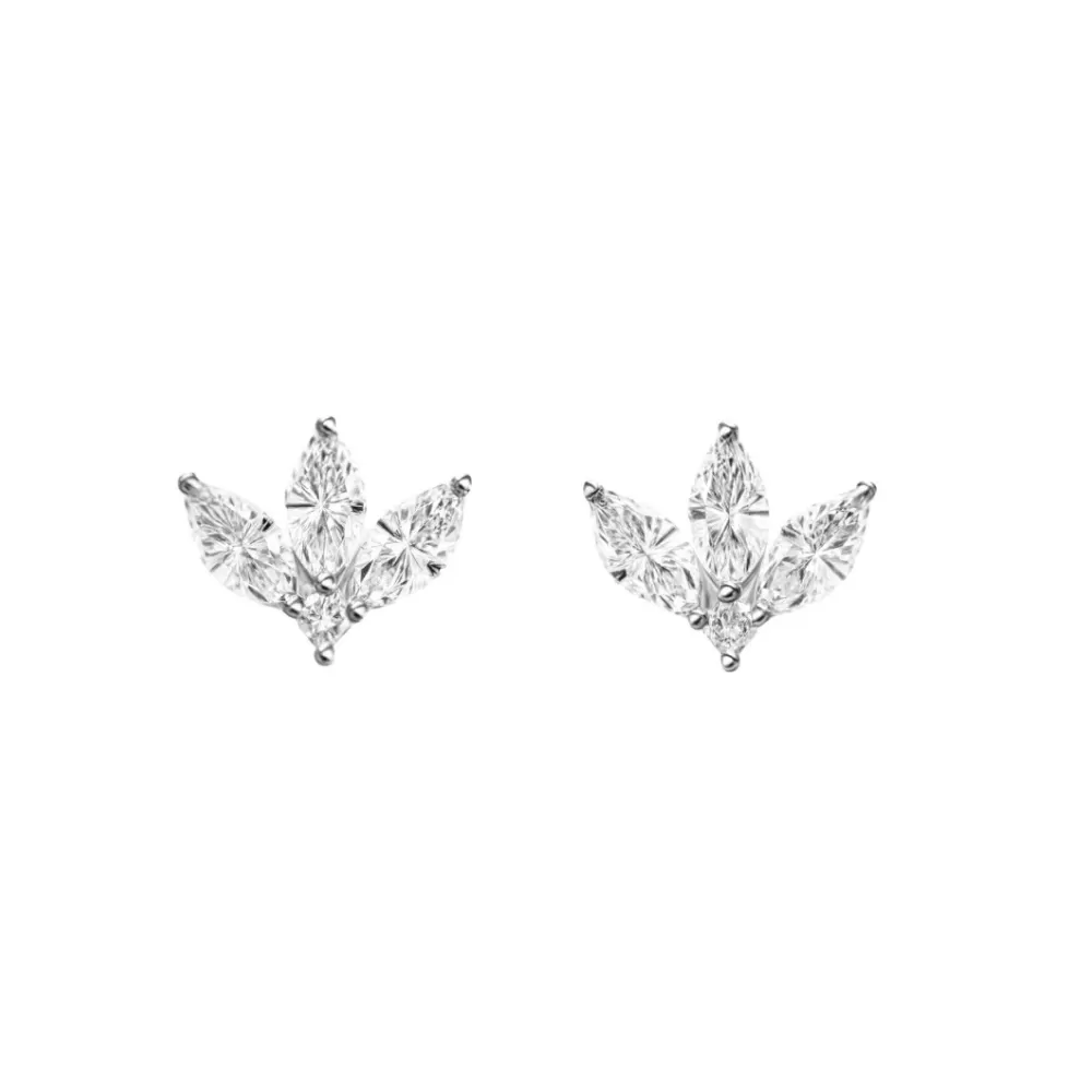Aros en oro blanco con diamantes talla marquesa y brillante 