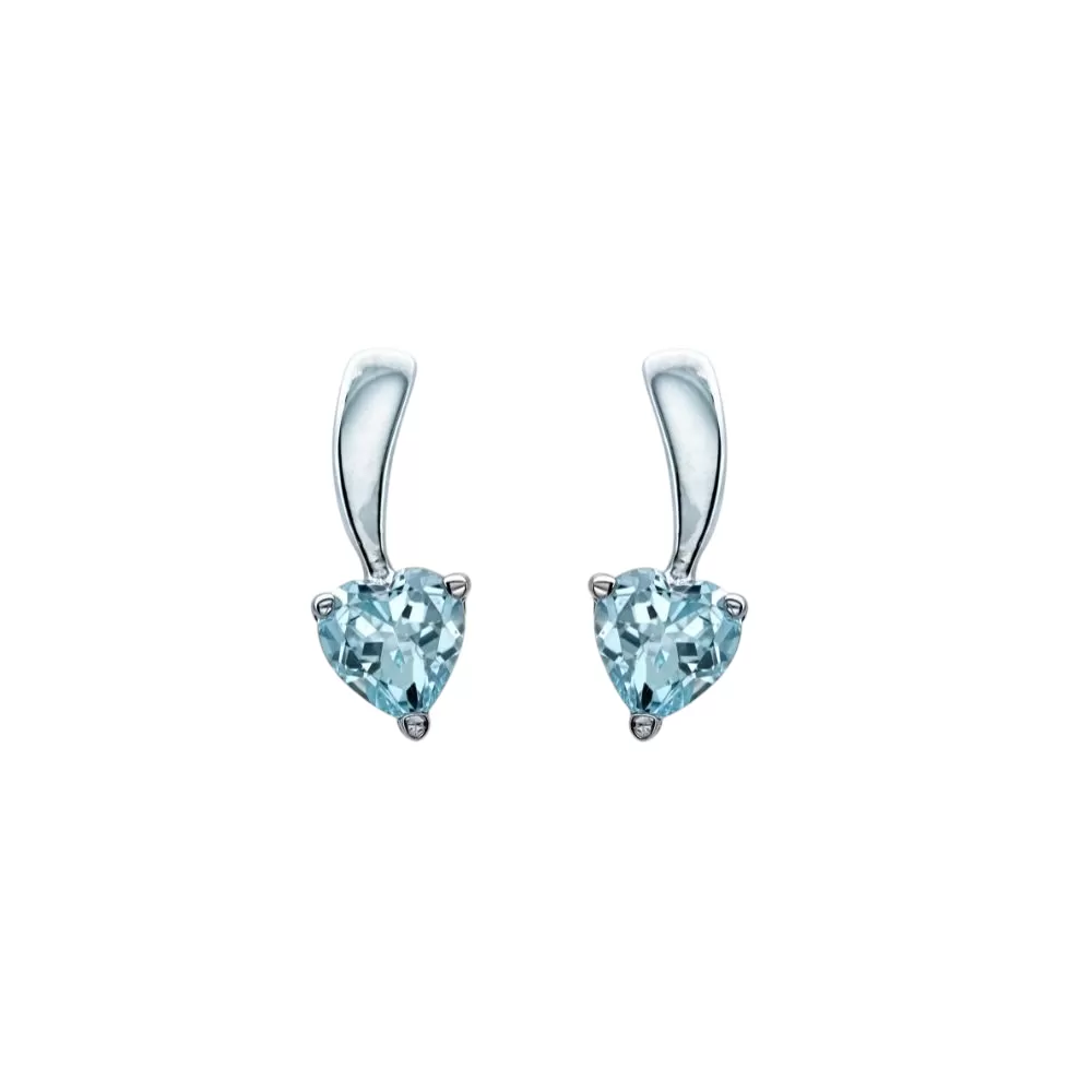 Aros en oro blanco con topacios talla corazón.