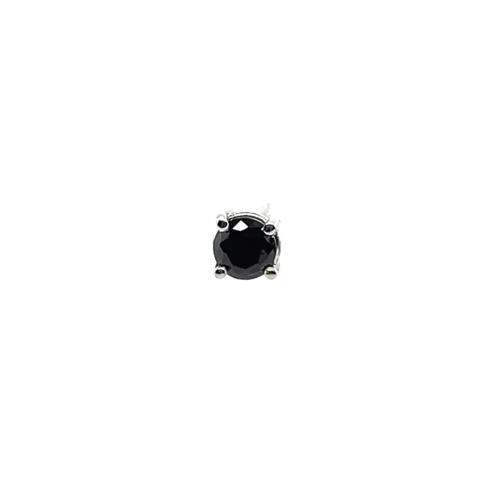Aro solitario en oro blanco con diamante Fancy Black talla brillante (0.645 ct total).