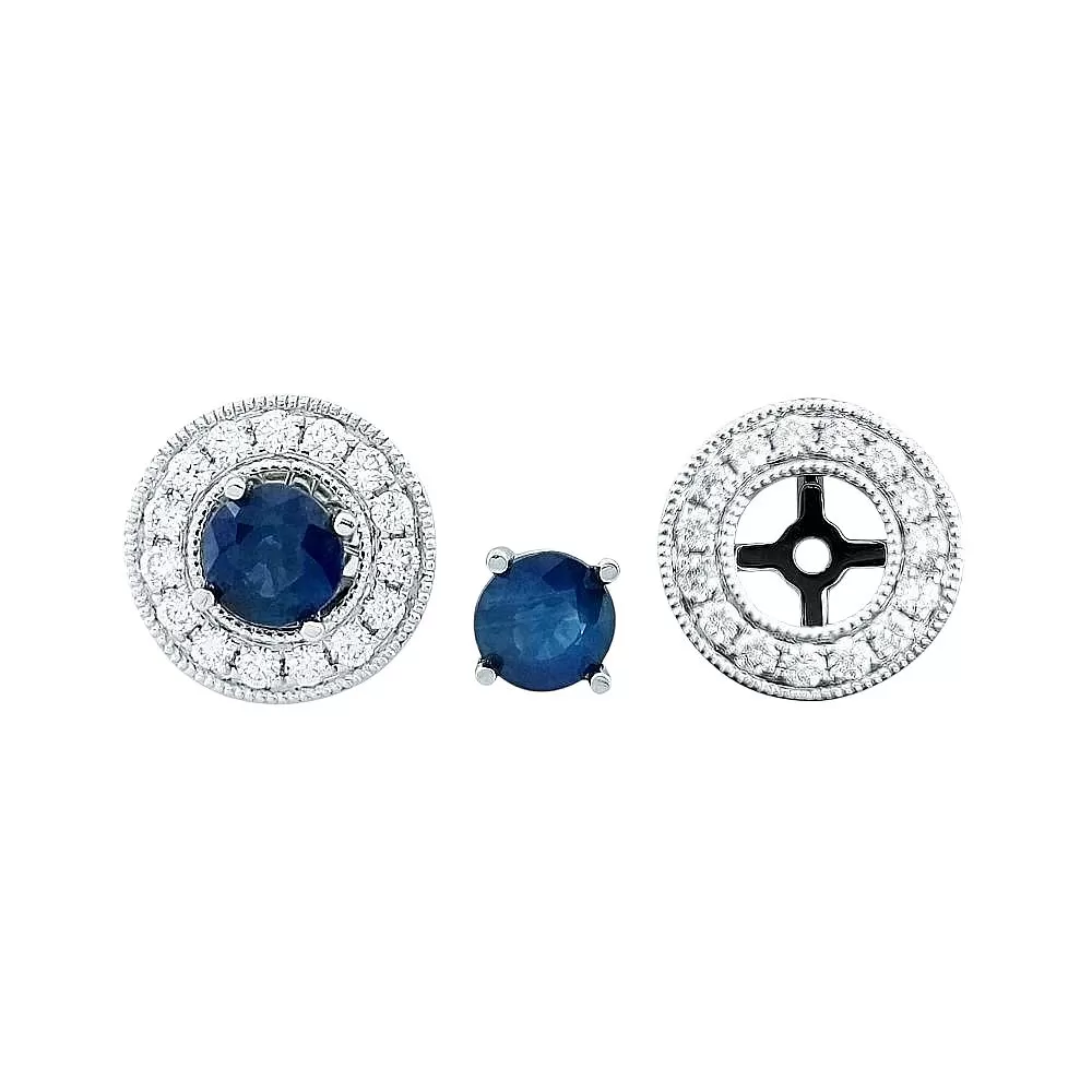 Aros 2 en 1 en oro blanco con diamantes y zafiros talla brillante.