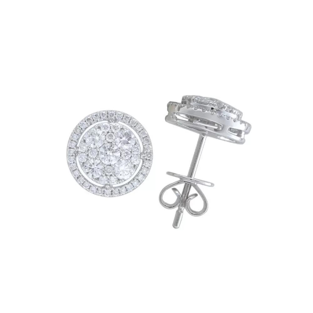 Aros en oro blanco con diamantes talla brillante. 