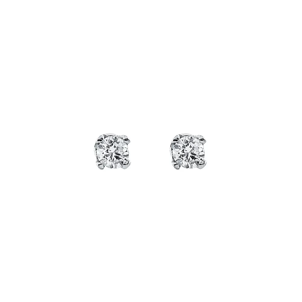 Aros solitarios en oro blanco con diamantes talla brillante (0.16 ct total)