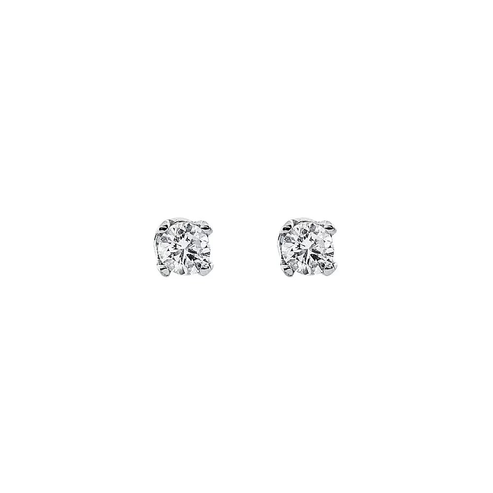 Aros solitarios en oro blanco con diamantes talla brillante (0.16 ct total)