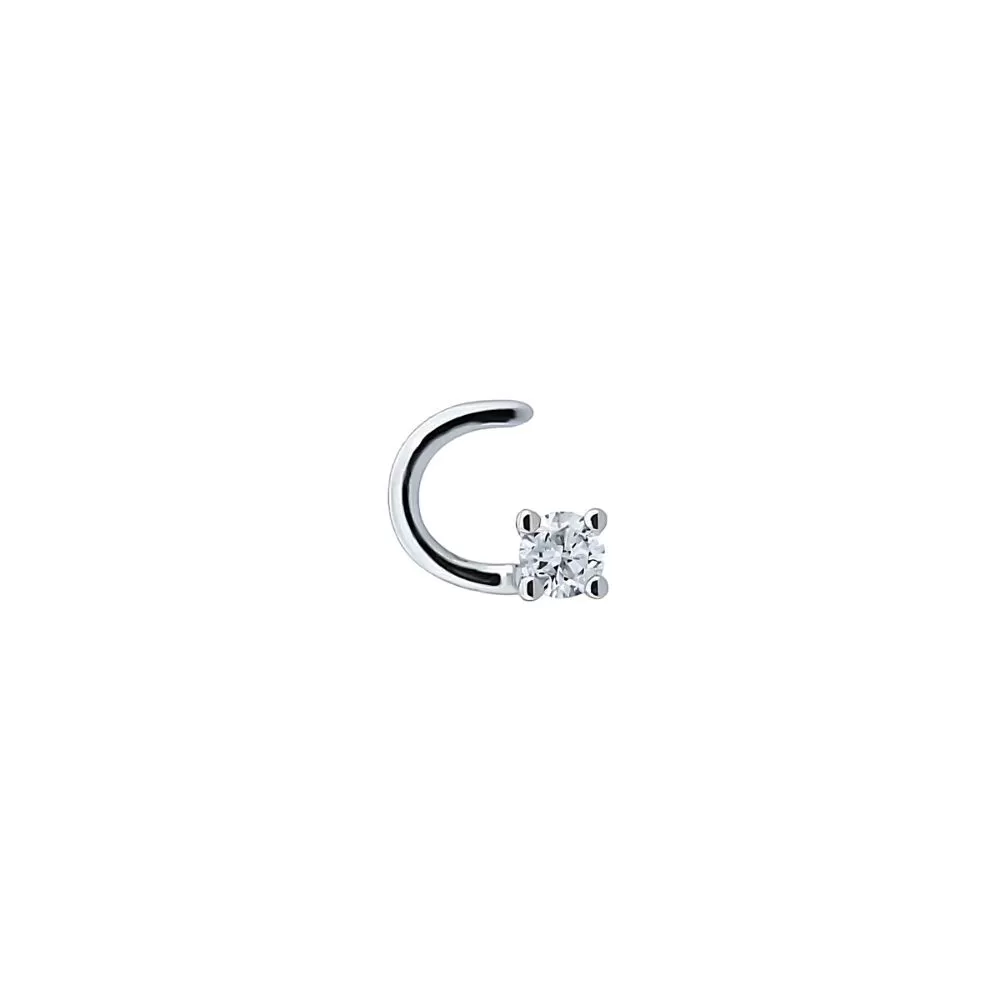 Piercing de nariz en oro blanco con diamante talla brillante (0.03 ct).