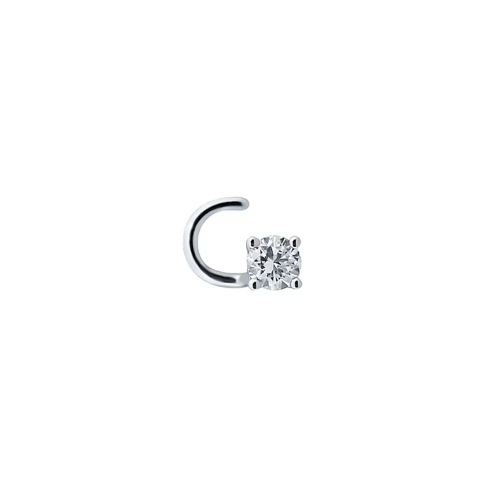Piercing de nariz en oro blanco con diamante talla brillante (0.07 ct)