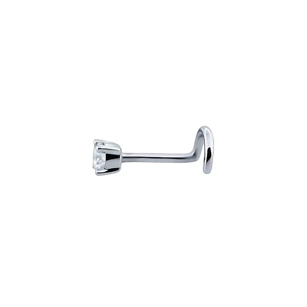 Piercing de nariz en oro blanco con diamante talla brillante (0.07 ct)
