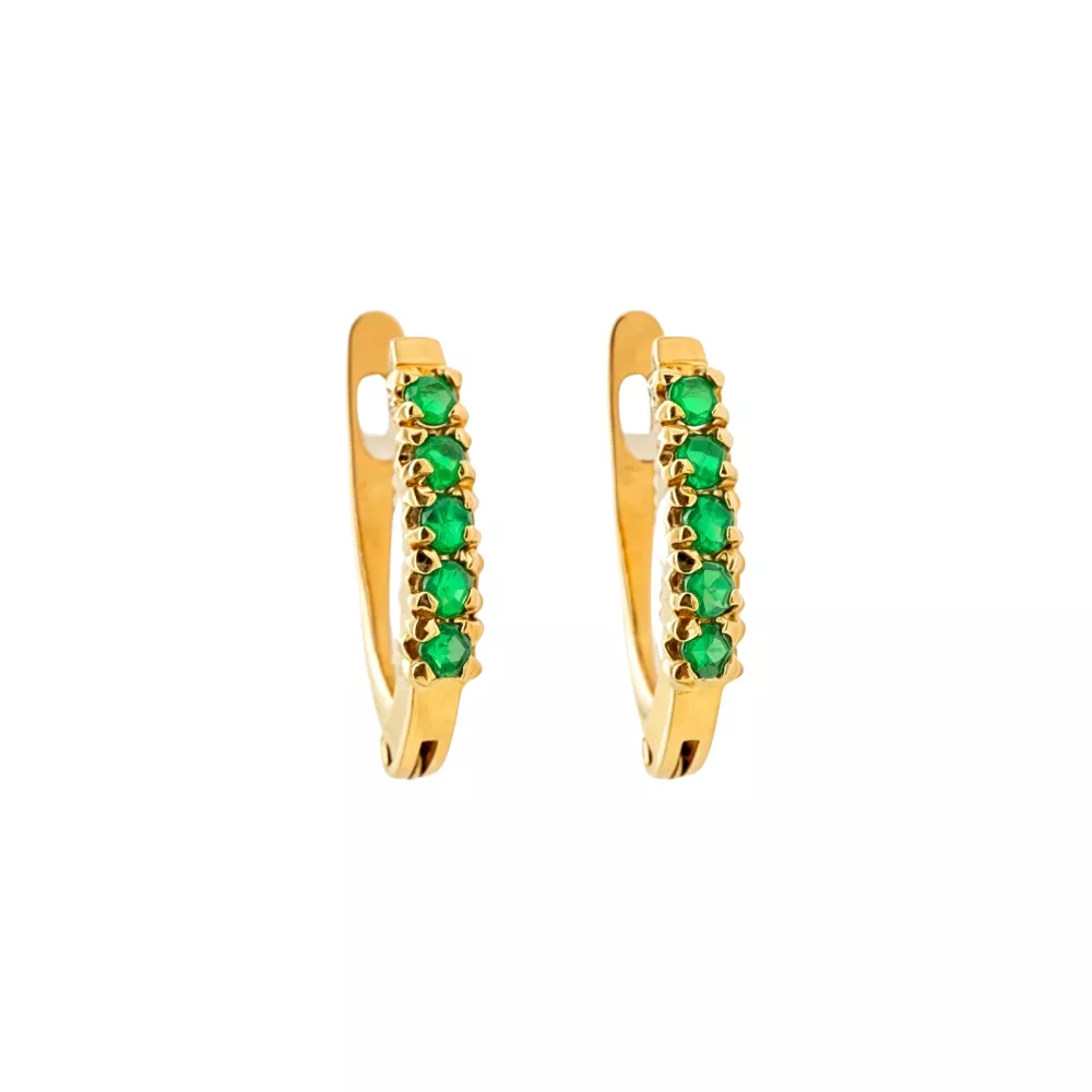 Argollas en oro amarillo con esmeraldas talla brillante.