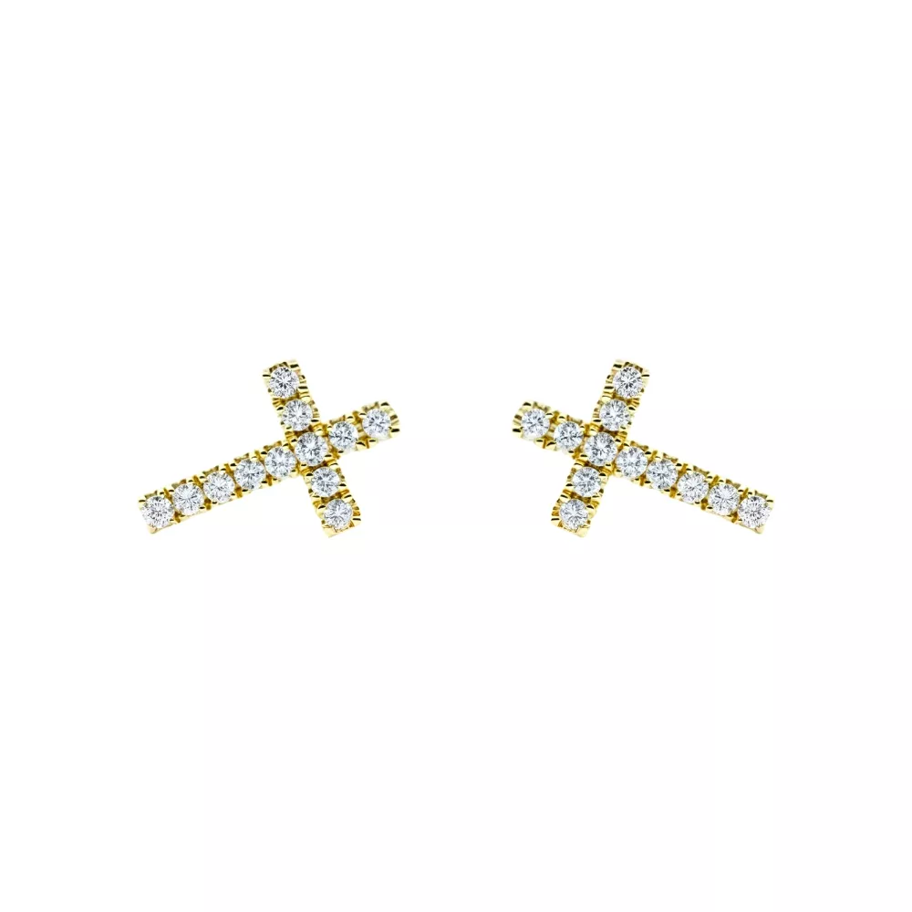 Aros en oro amarillo con diamantes talla brillante.