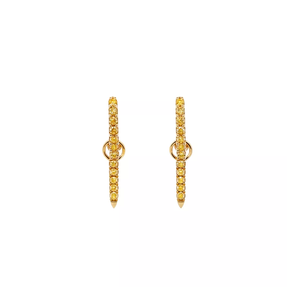 Argollas en oro amarillo con diamantes Fancy Yellow talla brillante.