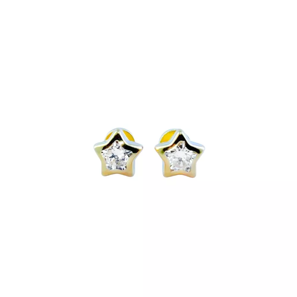 Abridores en oro amarillo con zafiros incoloros.