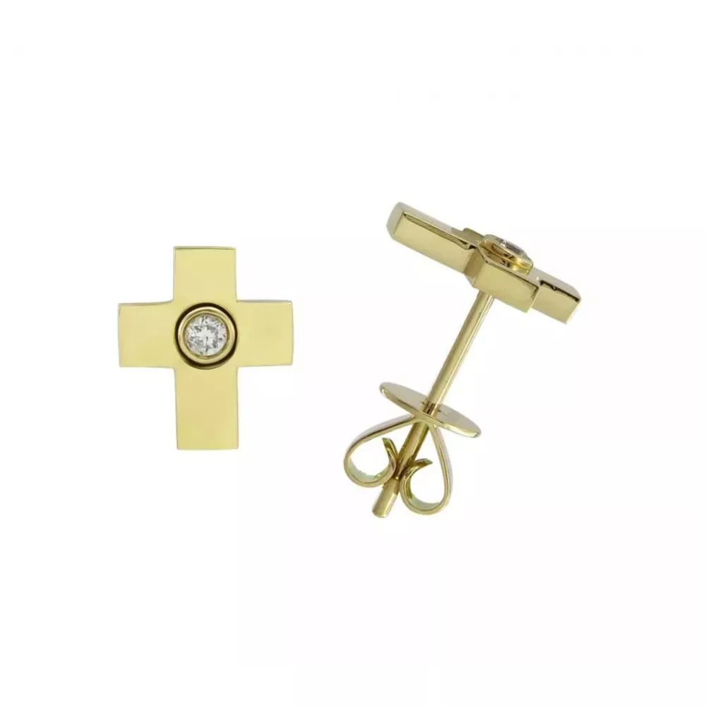 Aros 2 en 1 en oro amarillo con diamantes talla brillante.