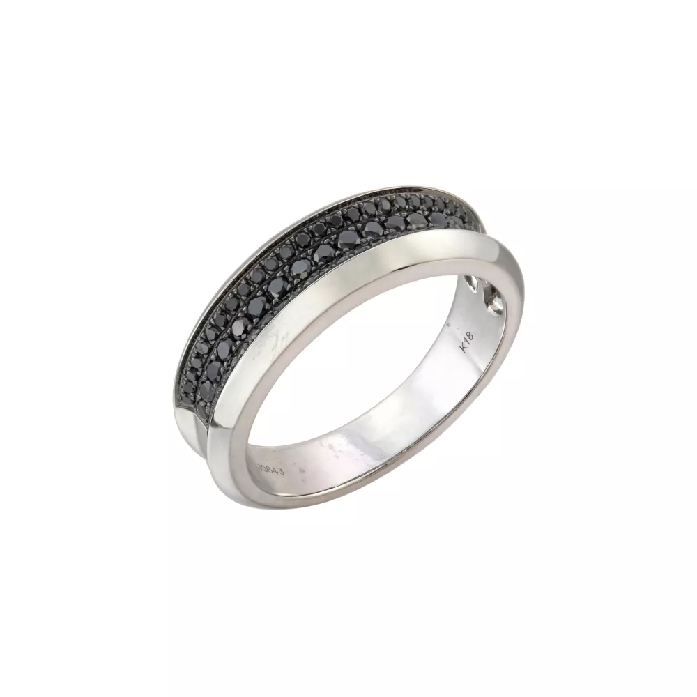 Ring in white gold set with brilliant-cut Fancy Black diamonds.