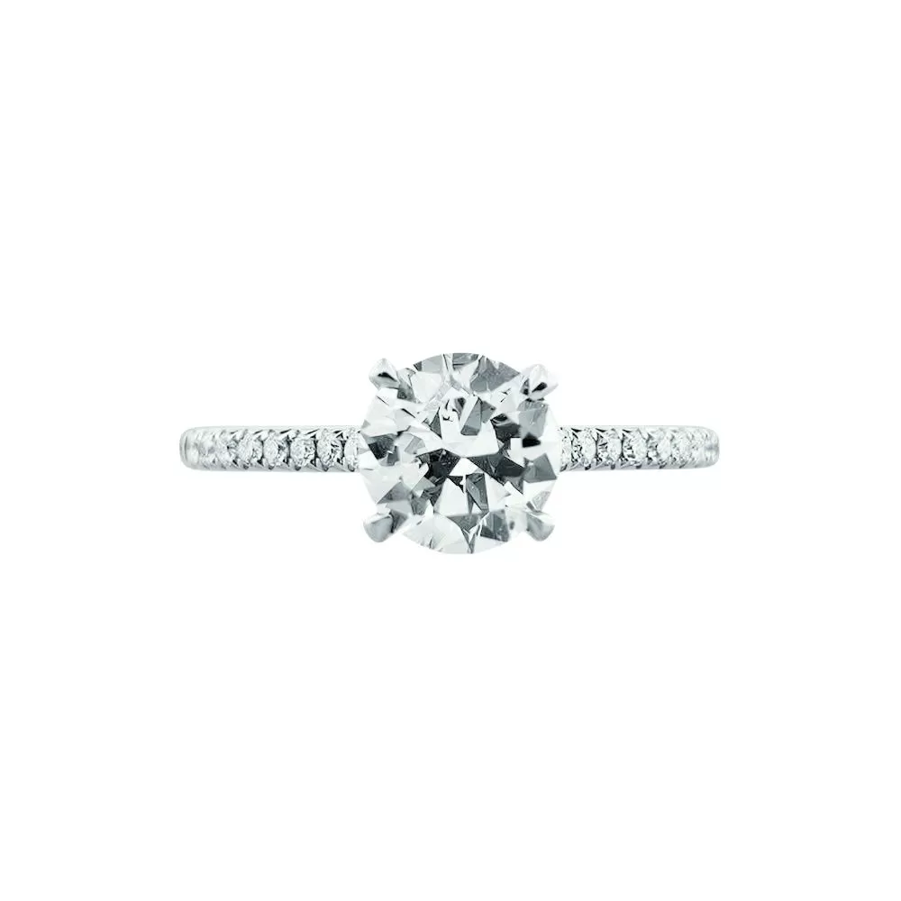 Anillo de Compromiso en oro blanco con diamantes talla brillante (1.02 ct, color J, pureza SI2) 