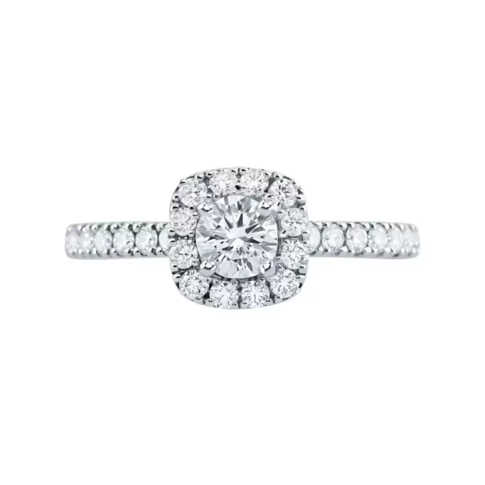 Anillo de Compromiso en oro blanco con diamante talla brillante (0.30 ct, color H, pureza VS2).