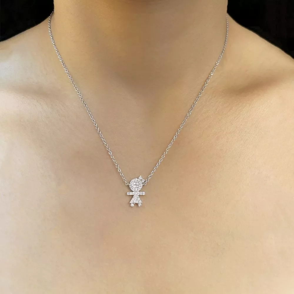 Necklace in white gold set with brilliant-cut diamonds.