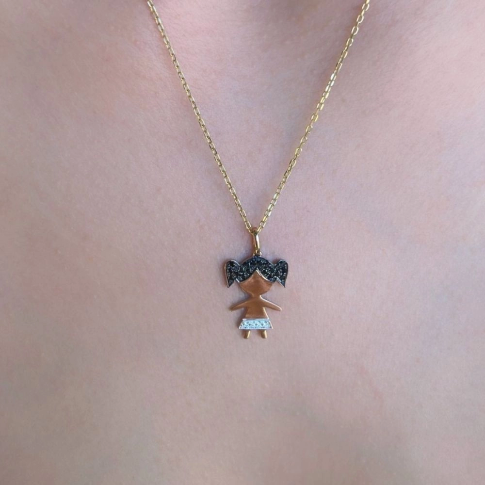 Pendant in rose gold set with brilliant-cut Fancy Black diamonds and brilliant-cut diamonds.