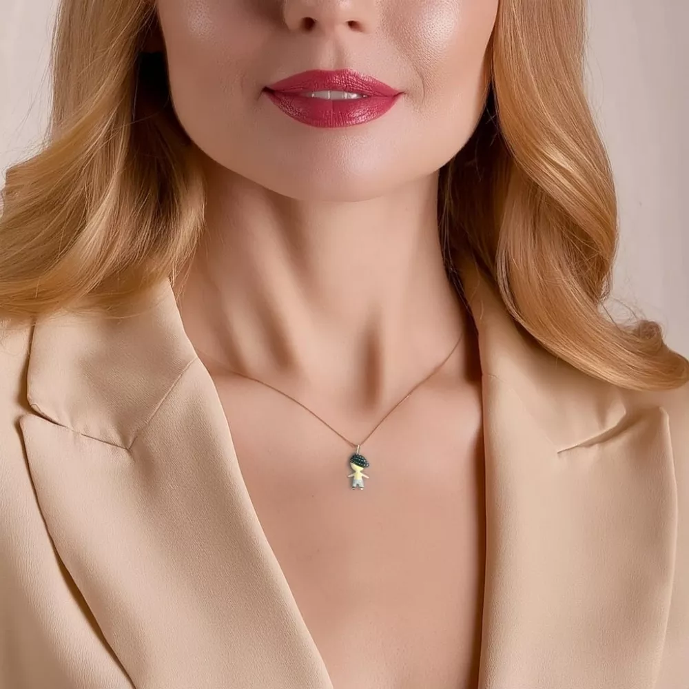 Pendant in rose gold set with brilliant-cut Fancy Black diamonds and brilliant-cut diamonds.