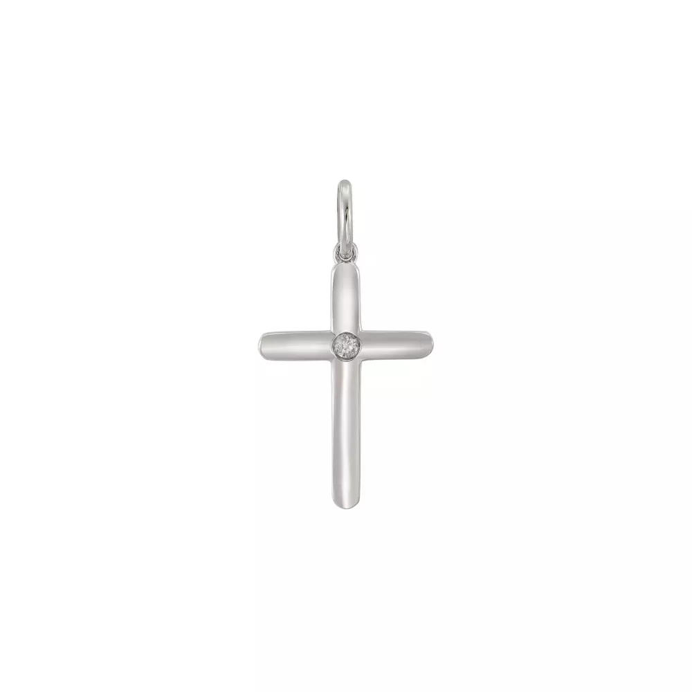 Dije en oro blanco con diamante talla brillante.