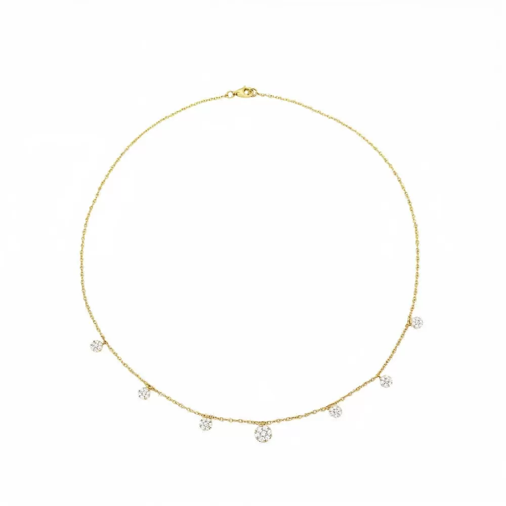 Collar en oro amarillo con diamantes talla brillante.