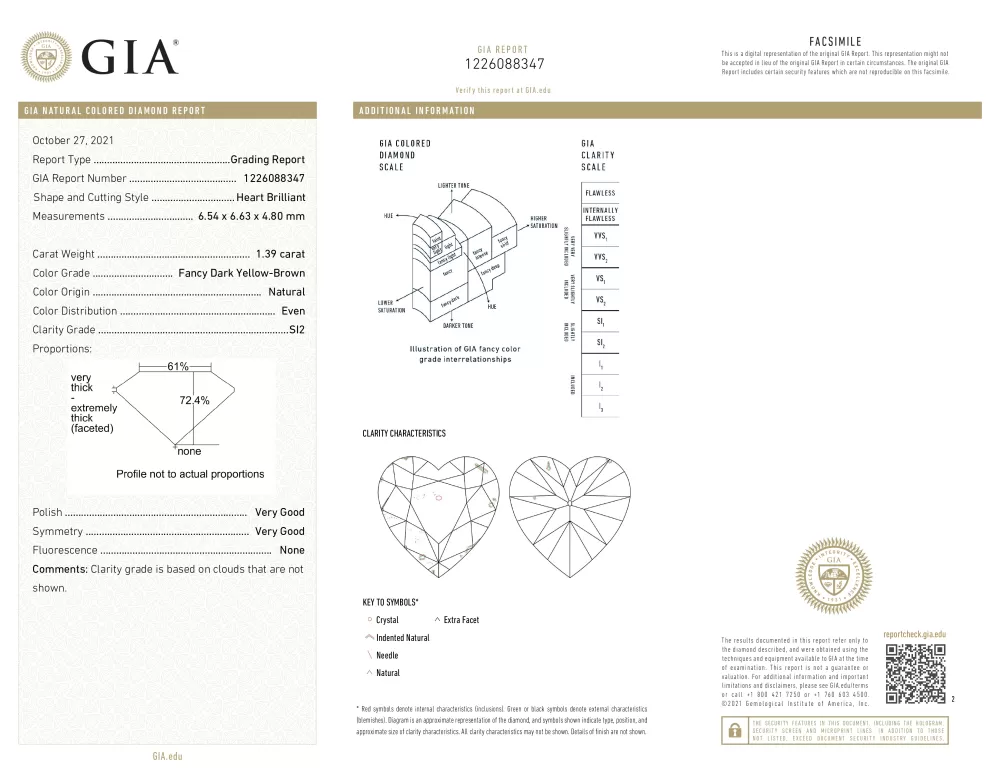 Diamante Fancy Dark Yellow-Brown (1.39 ct).