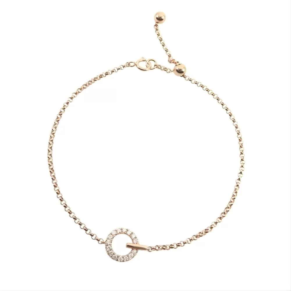 Pulsera en oro rosa con diamantes talla brillante. 