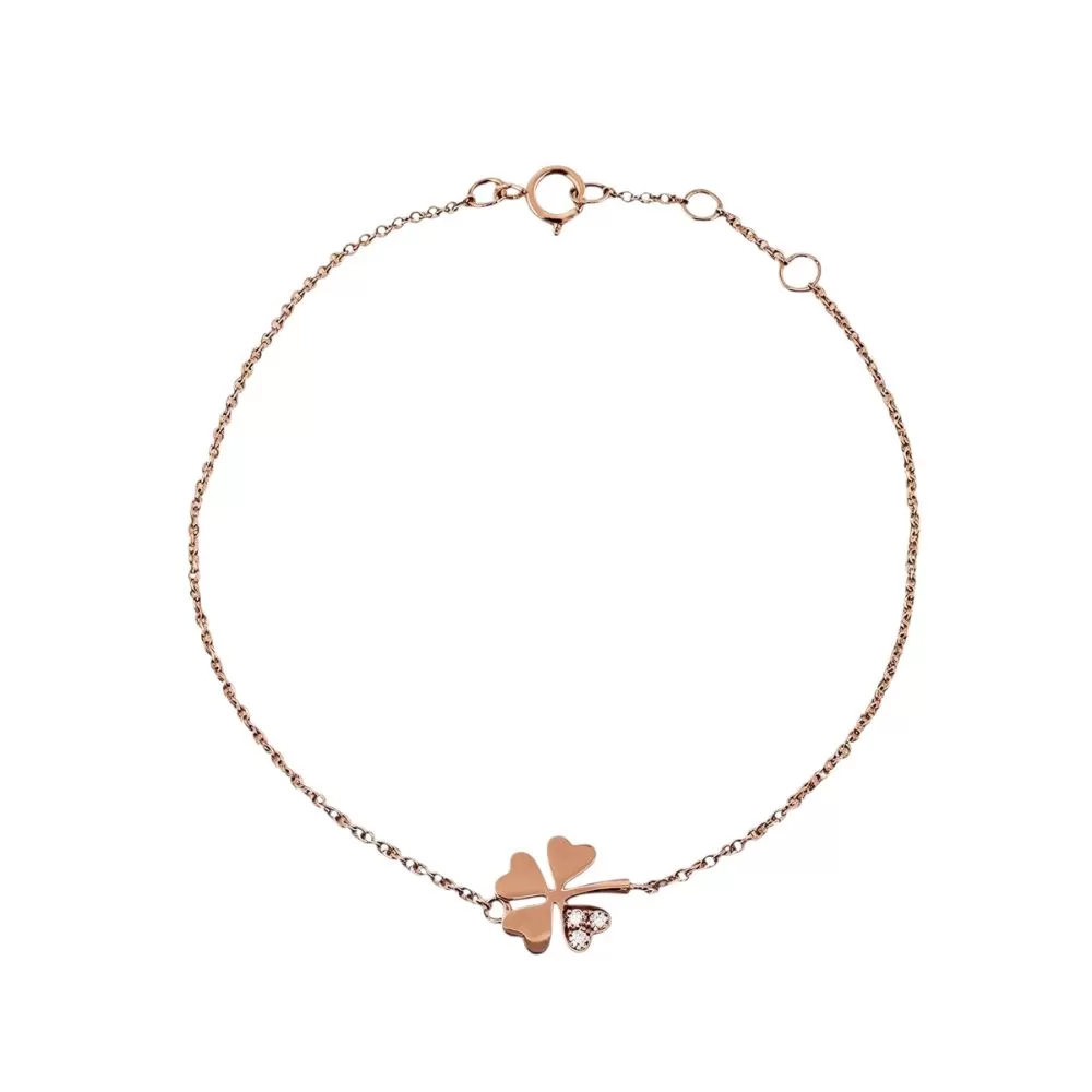 Pulsera en oro rosa con diamantes talla brillante.