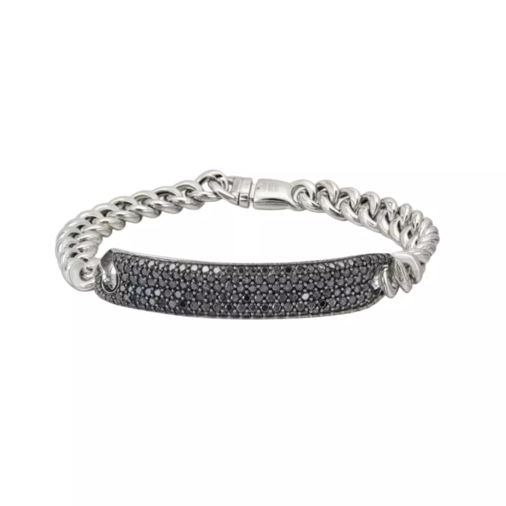 Pulsera unisex en oro blanco con diamantes Fancy Black talla brillante.