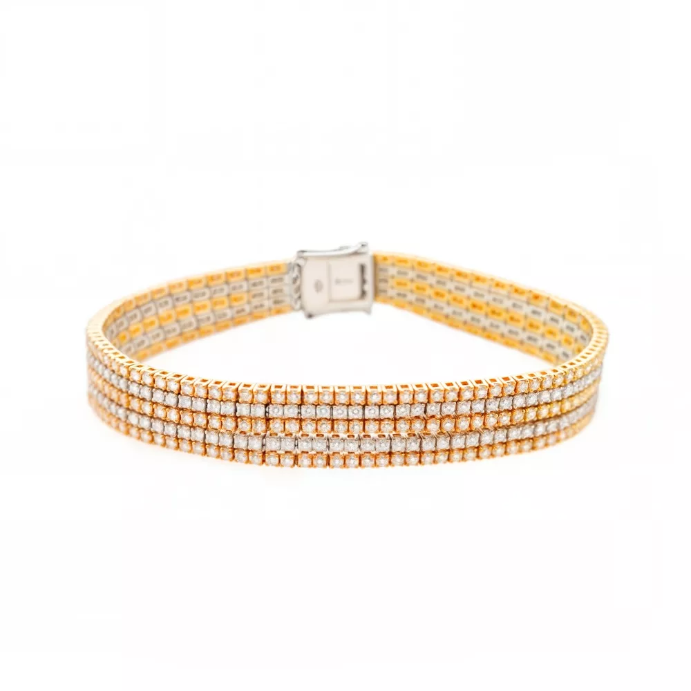 Pulsera en oro rosa, oro blanco, oro amarillo y diamantes talla brillante 
