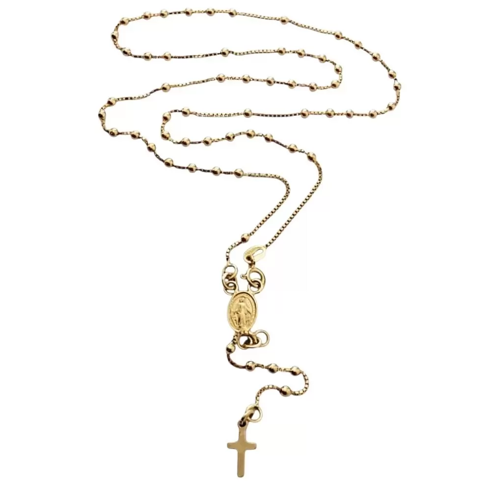 Rosario en oro amarillo.