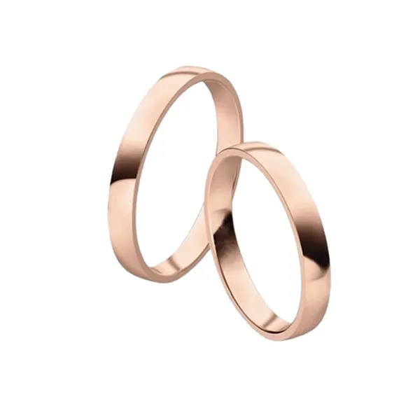 Wedding bands in rose gold. Thickness: 3 mm. Weight: 5 gm.