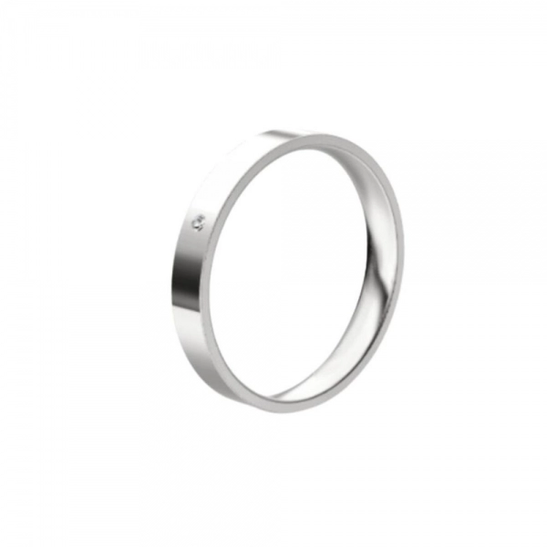 Wedding band in white gold set with brilliant-cut diamond. Width: 3 mm. Weight: 3 gm.