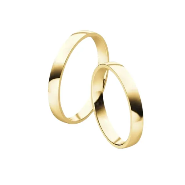 Wedding bands in yellow gold. Thickness: 3 mm. Weight: 5 gm.