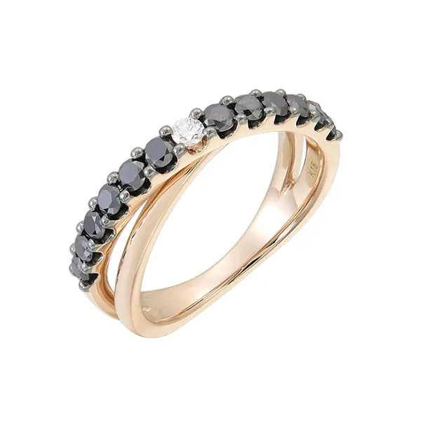 Ring in rose gold set with brilliant-cut Fancy Black diamonds and brilliant-cut diamond.
