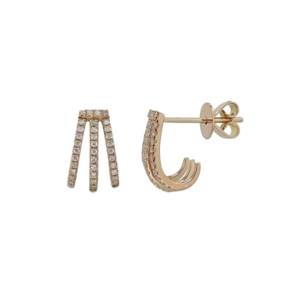 Earrings in rose gold set with brilliant-cut diamonds.