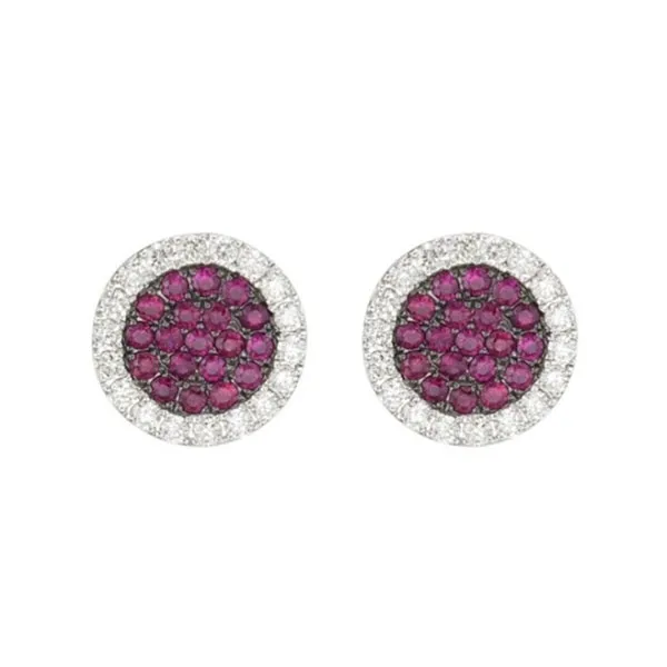 Earrings in white gold set with brilliant-cut rubies and brilliant-cut diamonds.